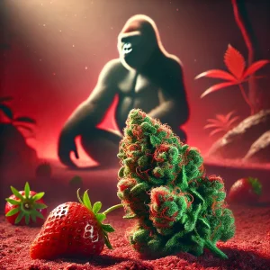 Gorille, fraise et plante mystérieuse.