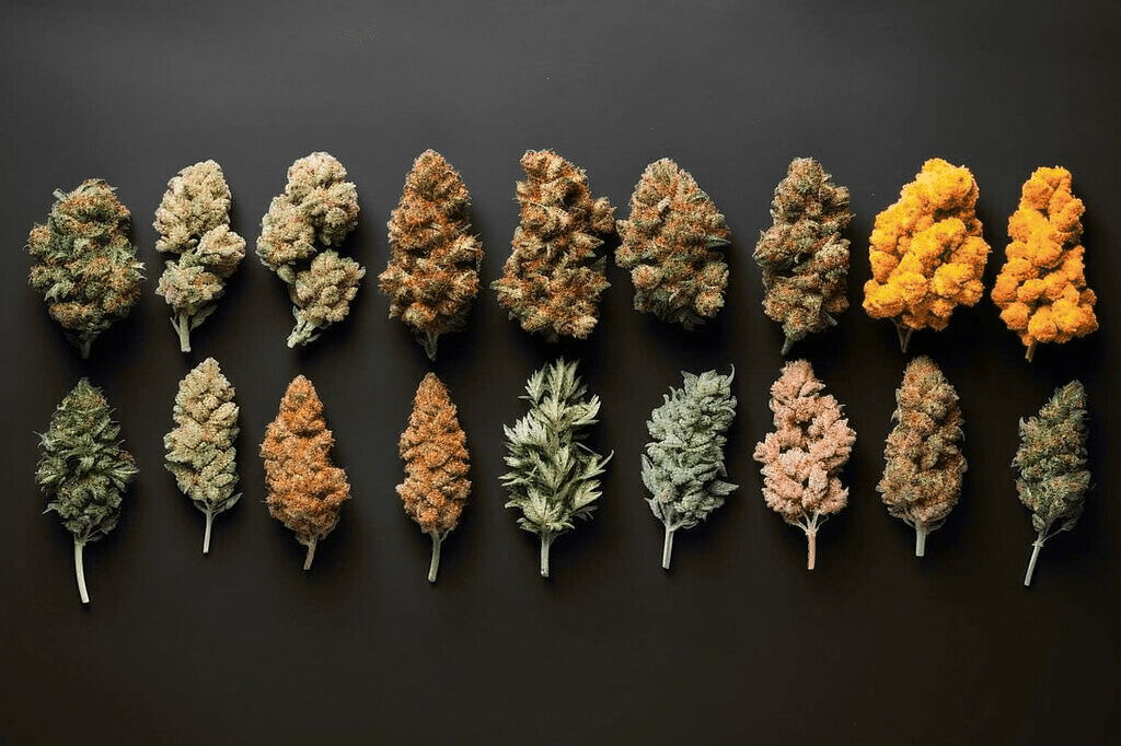 Différentes variétés de fleurs de cannabis