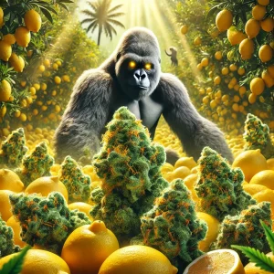 Lemon Haze de CBD présentée par un Gorille.
